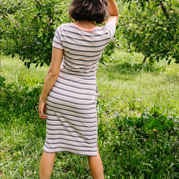 Striped Drawstring T-Shirt Dress - Picture 9 of 12
